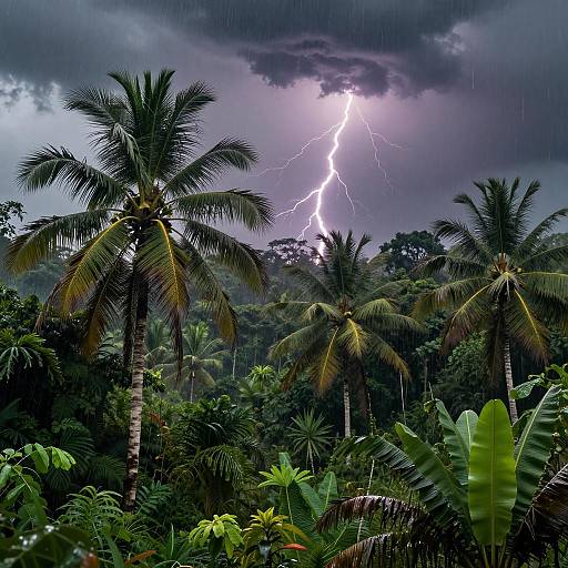 Lightning Storm Over Tropical Rainforest