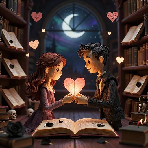 Enchanted Gothic Valentine's Library Tableau