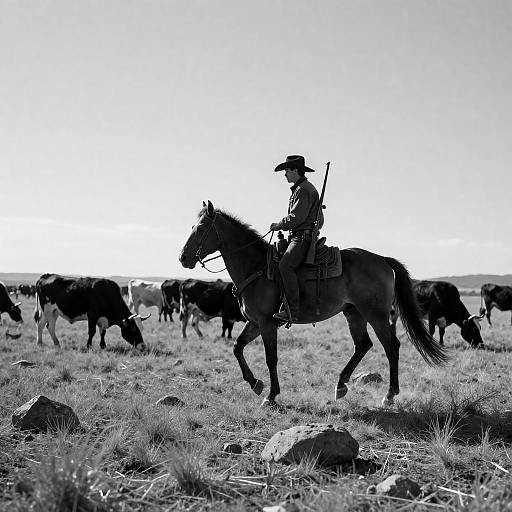 Sunlit Cowboy Silhouette on Horse