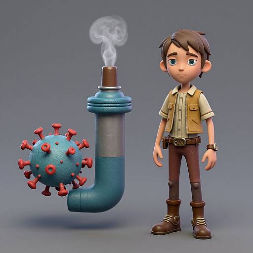 Steampunk Boy and Duvenhage Virus 3D Model