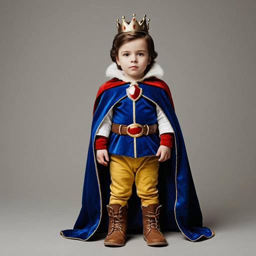 Young Boy in Prince Costume with Crown and Cape