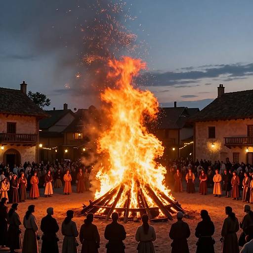 Medieval Village Pyre at Dusk
