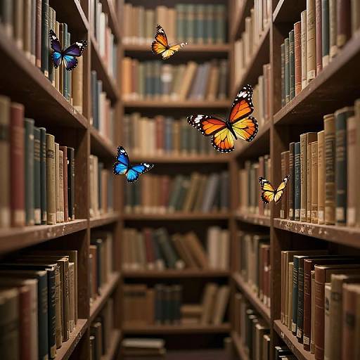 Enchanting Butterflies in Mystical Library
