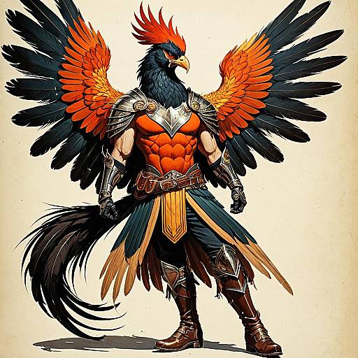 Whimsical Phoenix Character Concept Art