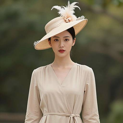 Woman in Elegant Ascot Costume