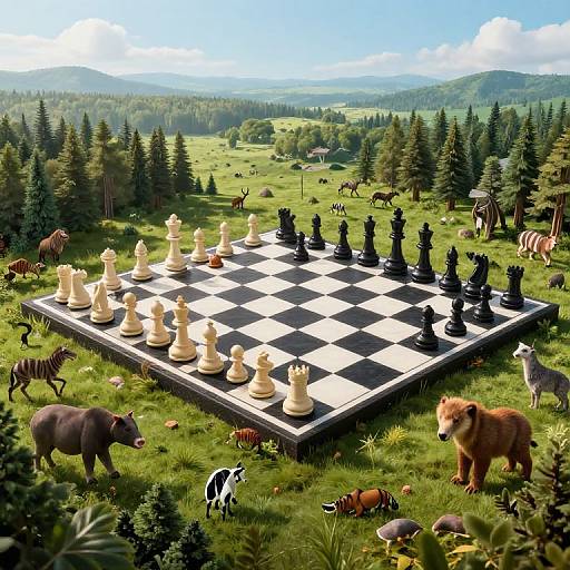 Epic Forest Chessboard with Animals
