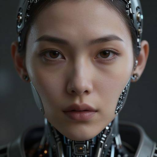 Hyper-Realistic Cybernetic Human Portrait