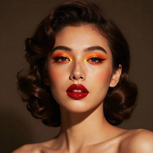 Vintage Glam Woman with Fiery Makeup
