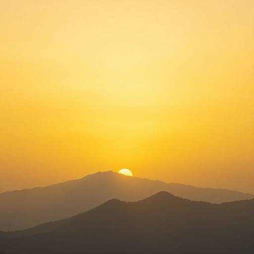 Surreal Golden Sunrise over Mountains