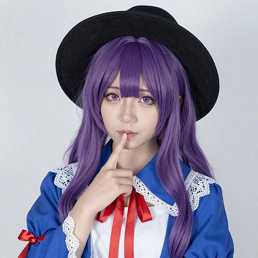 Portrait of Asian Woman with Purple Hair