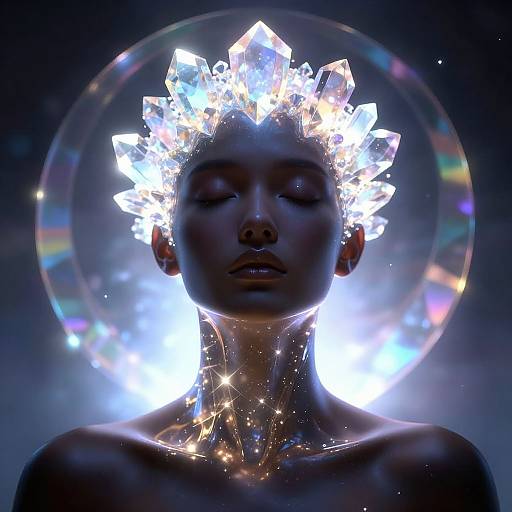 Mystical Crystal Crowned Digital Portrait