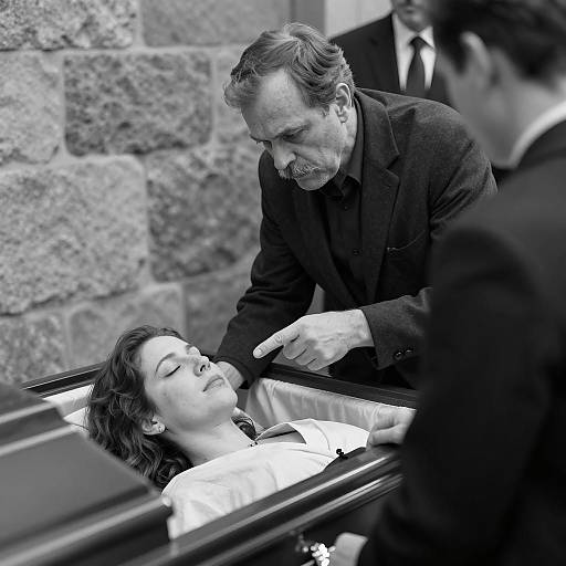 Man Leaning Over Open Casket