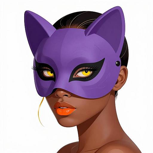 Intense Profile of a Masked Woman