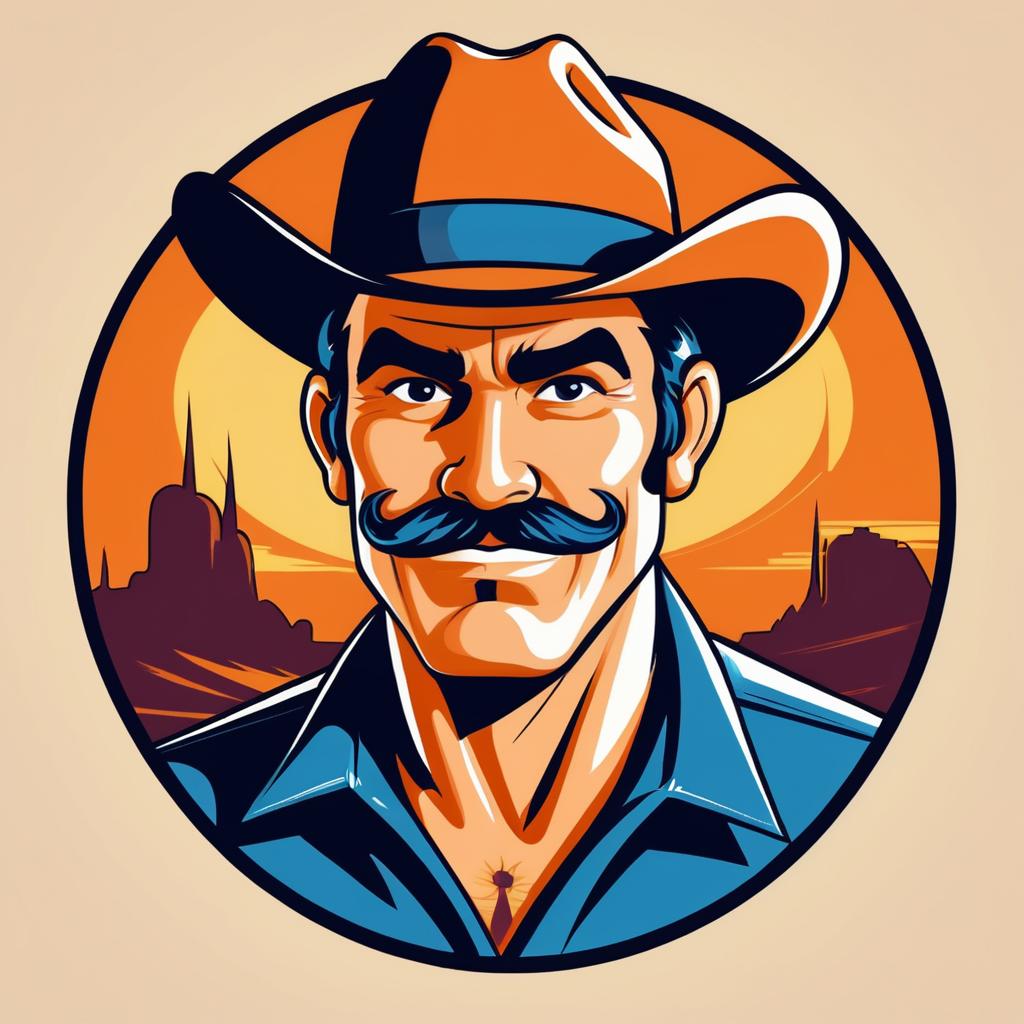 Dynamic Vintage Western Cartoon T-Shirt Design