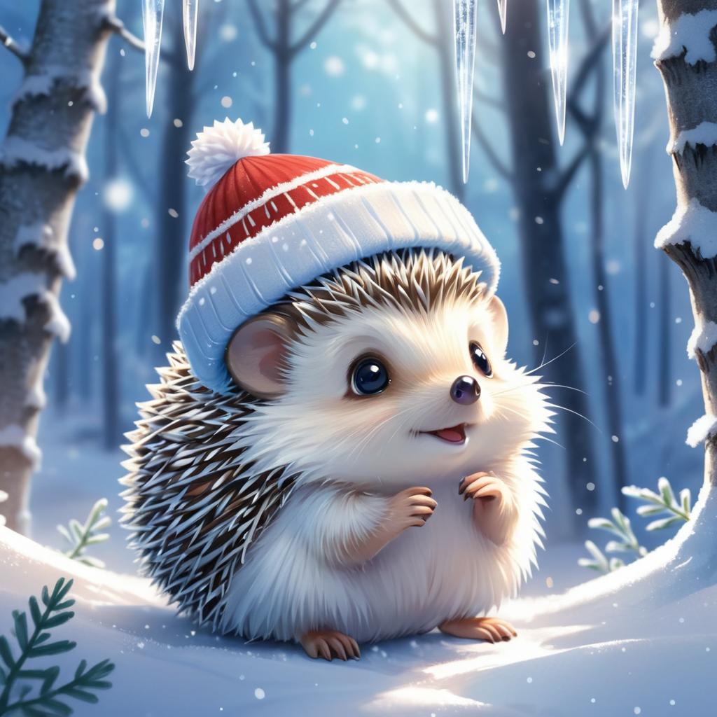 Charming Hedgehog in a Winter Wonderland