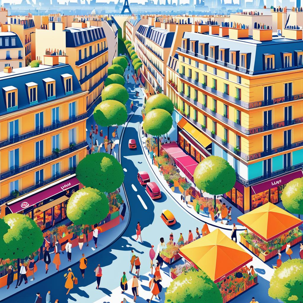 Vibrant Paris Café Culture Illustration