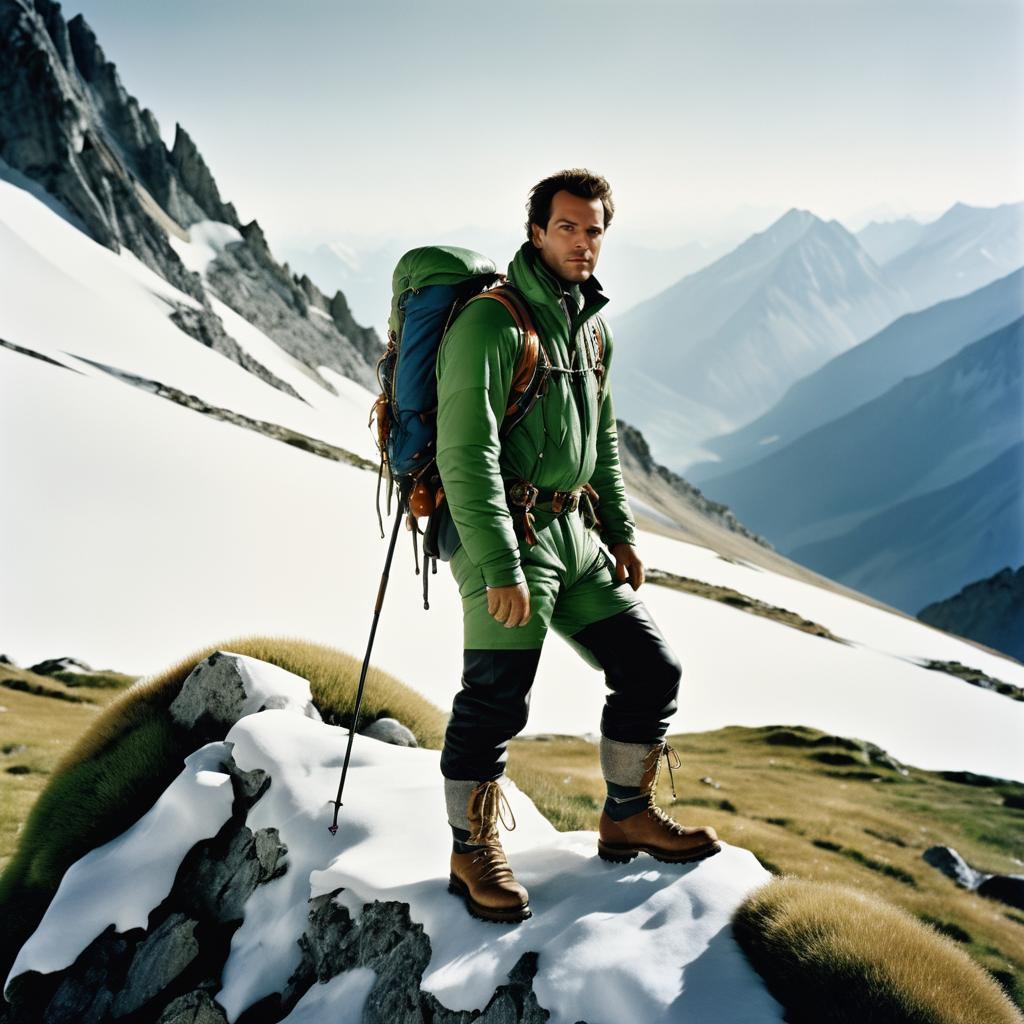 Rugged Mountain Climber in Alpine Landscape