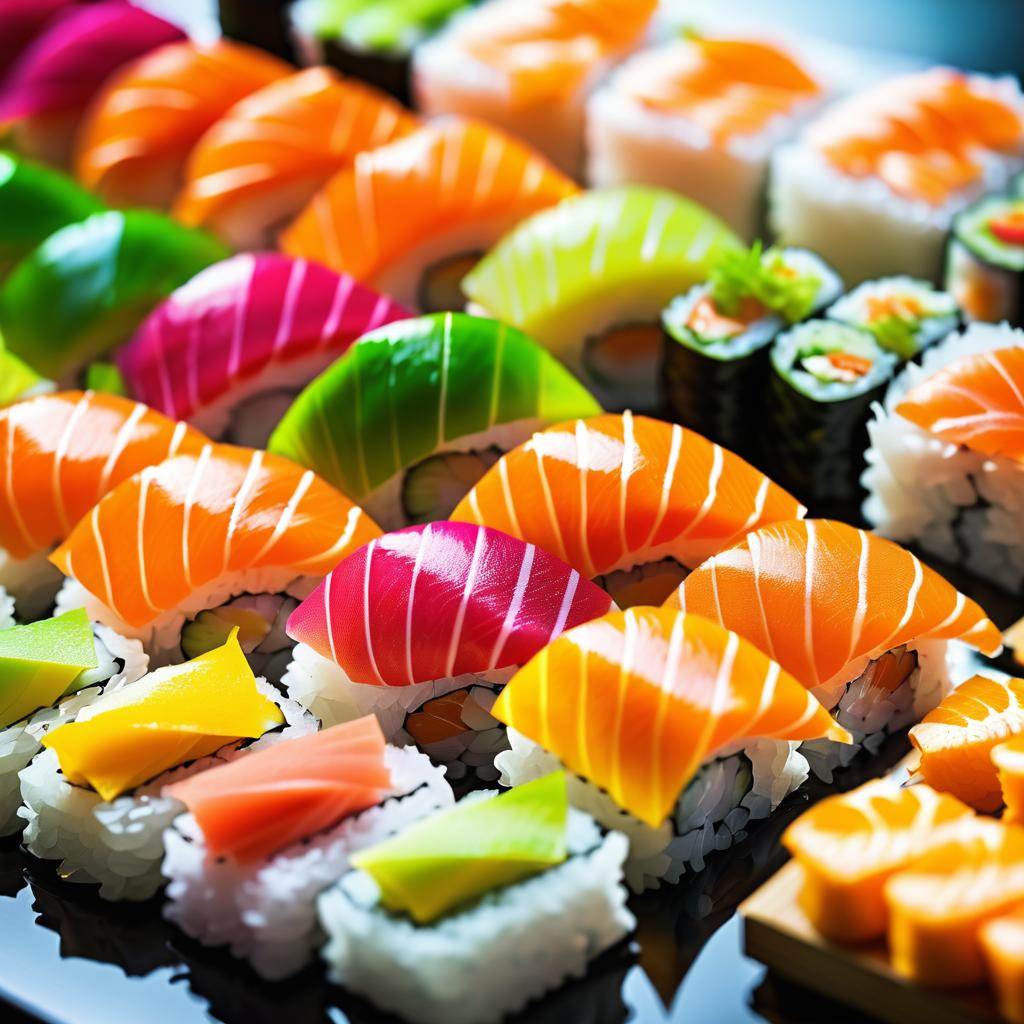 Vibrant Sushi Platter Close-Up Photography