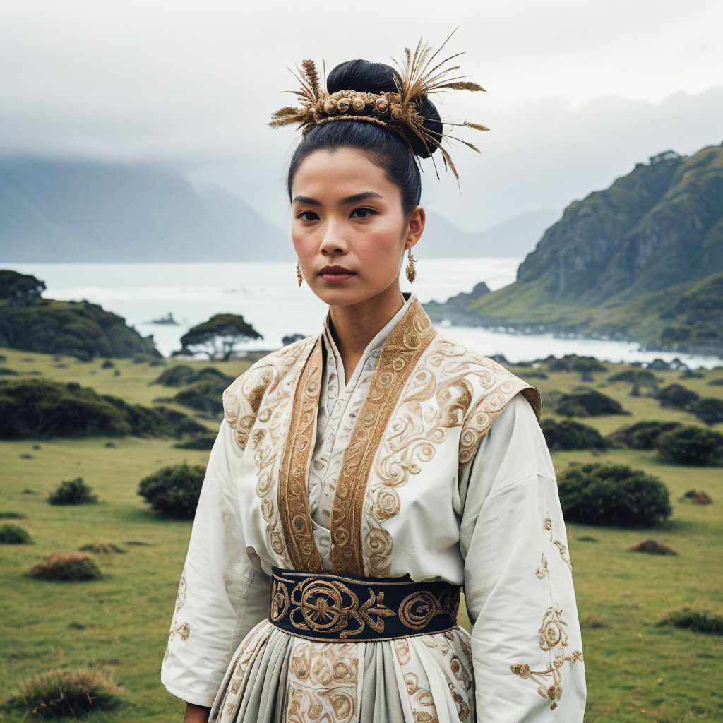 Amazed Māori Tourist in Traditional Outfit