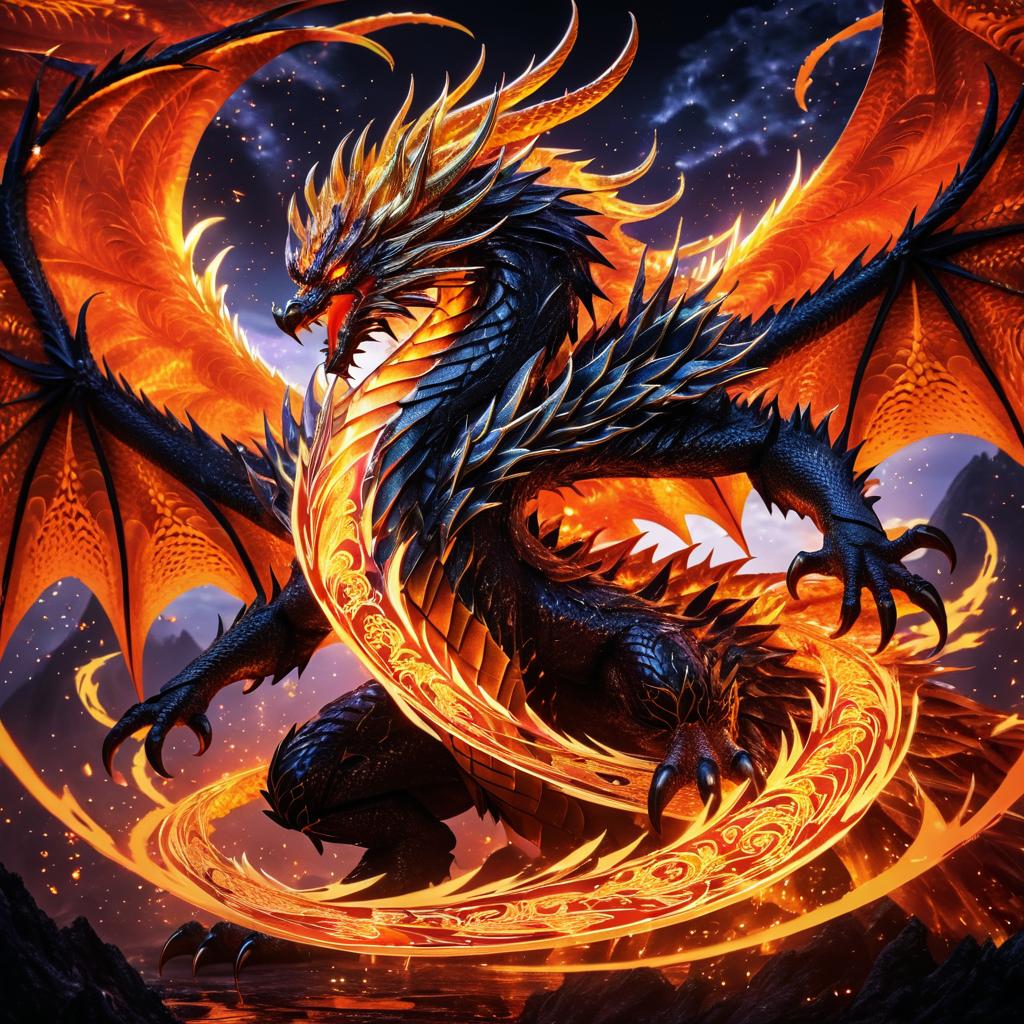 Epic Dragon Summon in Fiery Landscape