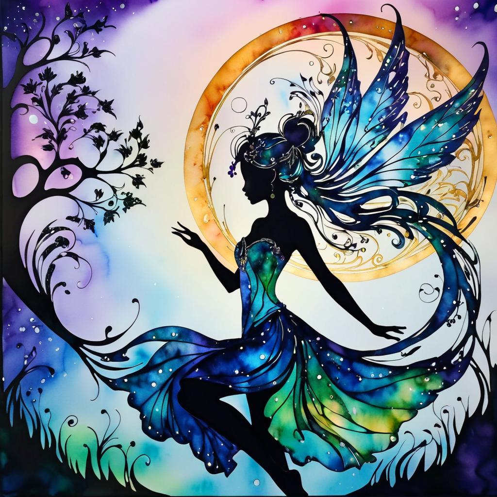 Divine Silhouette Art with Mystical Fairies