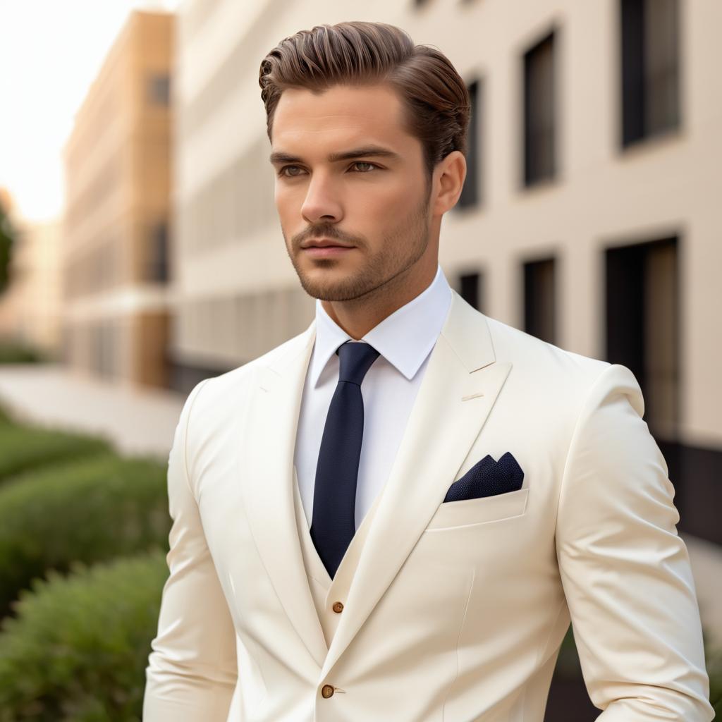 Elegant Man in Cream Suit Portrait