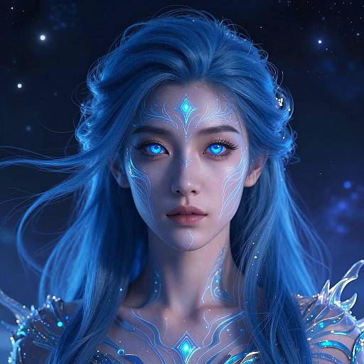 Ethereal Blue Avatar Female Portrait