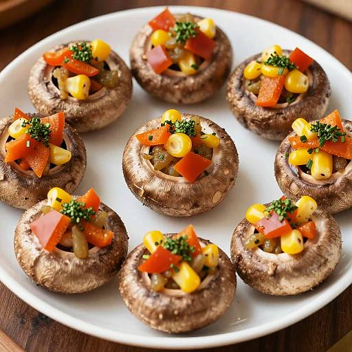 Stuffed Mushrooms with Corn and Bell Peppers