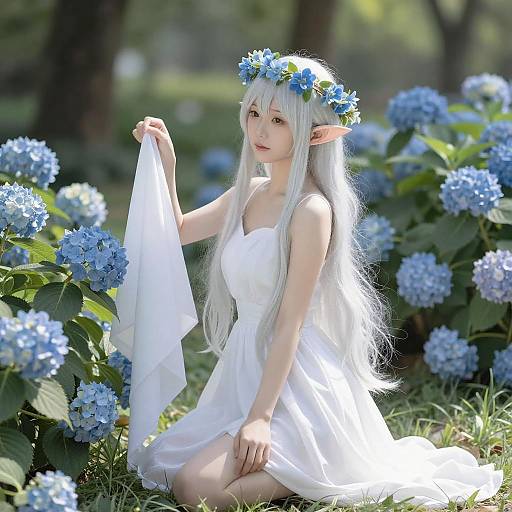 Elf Woman in Lush Garden