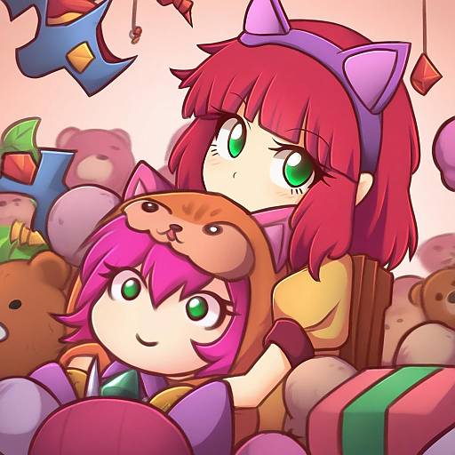 Illustration of Annie (league of legends), league of legends in the style of Wool (miwol)