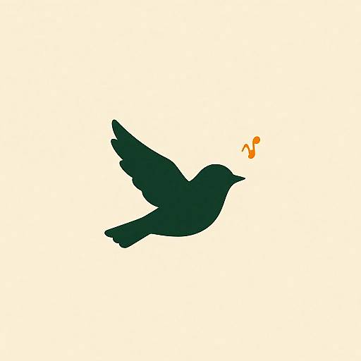 Minimalist Bird Silhouette with Music Wave