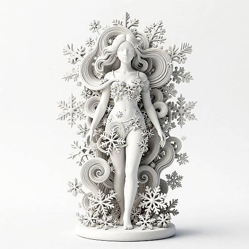 Whimsical White Hyperrealistic 3D Sculpture