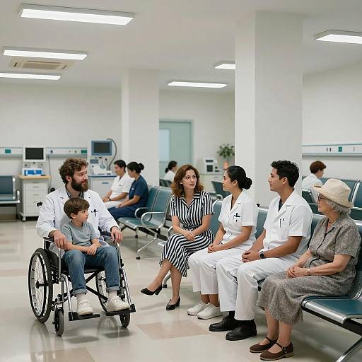 Busy Hospital Waiting Room Scene