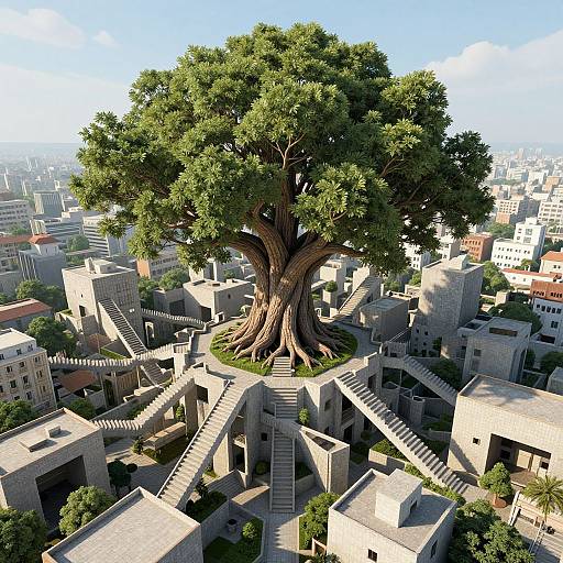 Escher-Inspired Impossible Architecture Tree