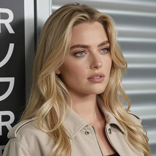 Blonde Woman with Beige Jacket Portrait