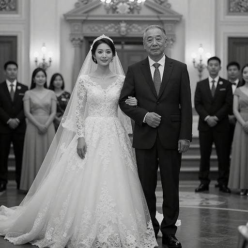 Bride and Father in Wedding Hall