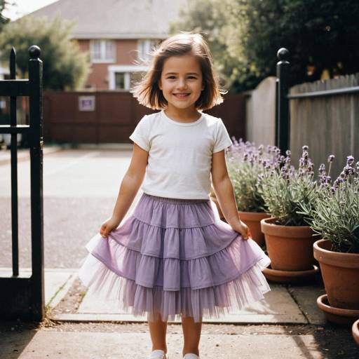 Smiling Toddler Girl in Lavender Tulle Skirt