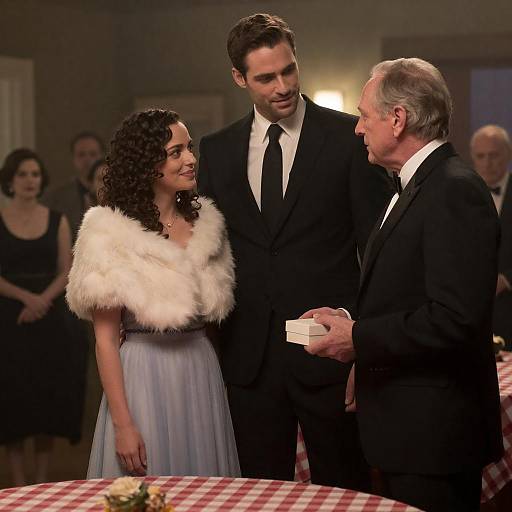 Elegant Movie Scene with Three Characters