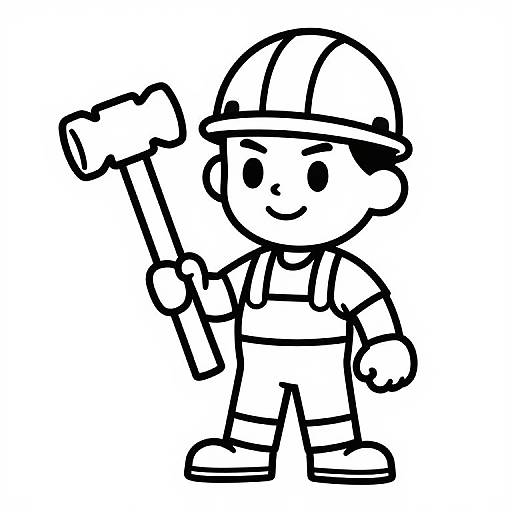 1960s Construction Worker Wi-Fi Cartoon
