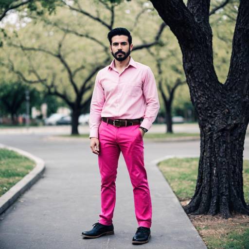Realistic Outdoor Portrait of Boy in Pink