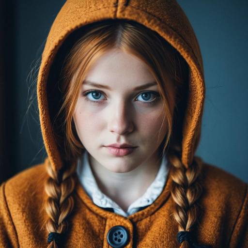 Portrait of Young Woman in Ginger Hooded Coat