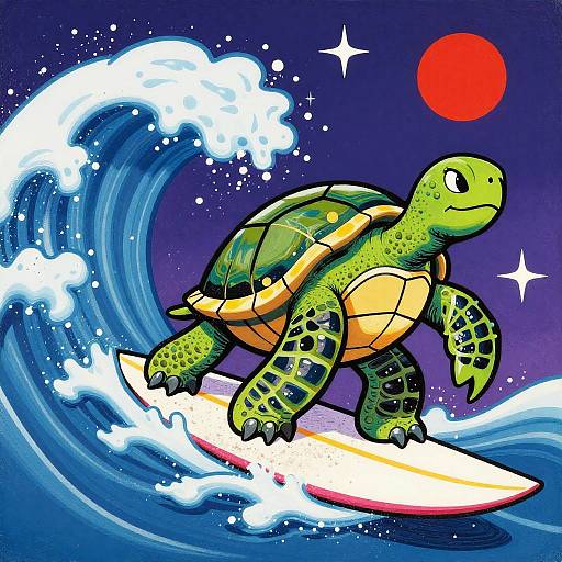 Cosmic Turtle Surfer Lowbrow Art