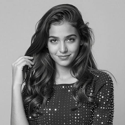 Black-and-White Portrait of Confident Woman