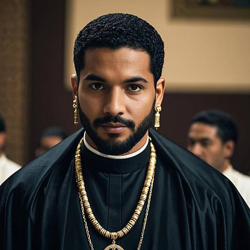 Dark-Skinned Man in Egyptian Priest Costume