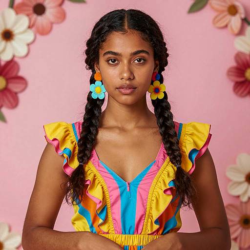 Vibrant Fashion Portrait of Young Woman