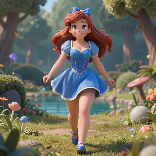 Ariel Waifu Walking in Blue Dress