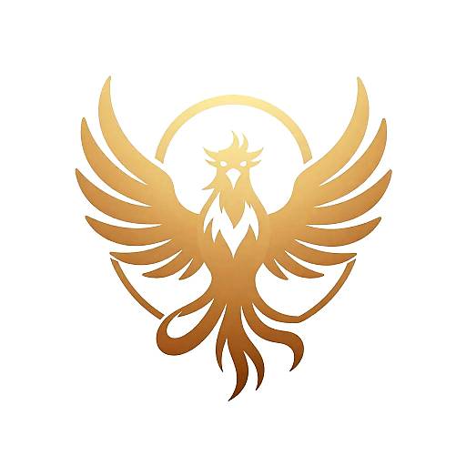 Futuristic Radiant Phoenix Vector Emblem Logo
