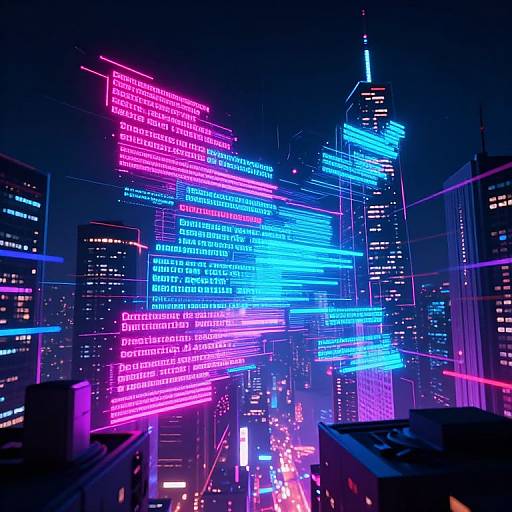 Neon Cyberpunk Digital Prompts Scene