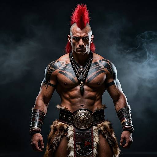 Muscular Tribal Warrior Portrait