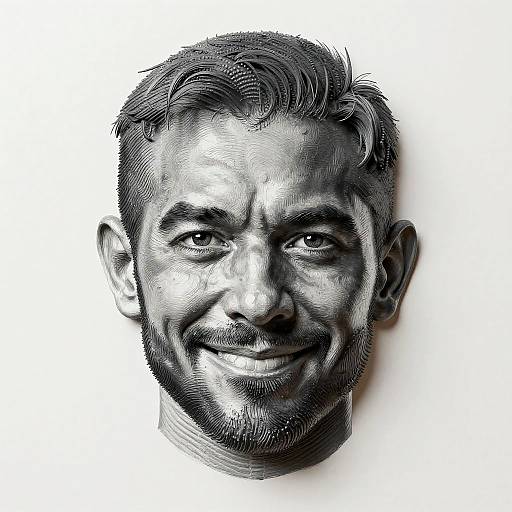 3D Fingerprint Man Face Artwork